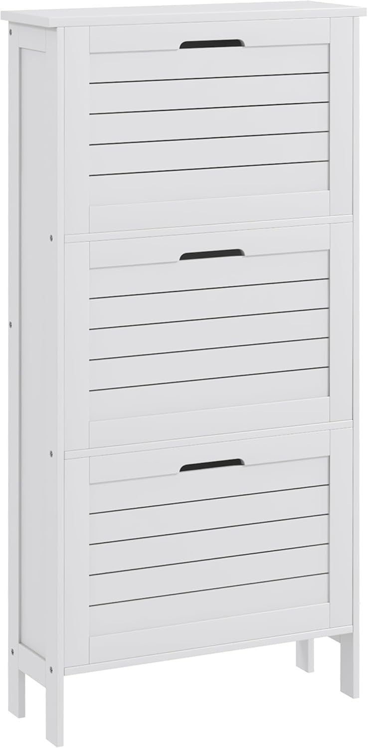 Slim 3‑Tier Flip Shoe Cabinet – Narrow Hallway Storage, Holds 6 Pairs