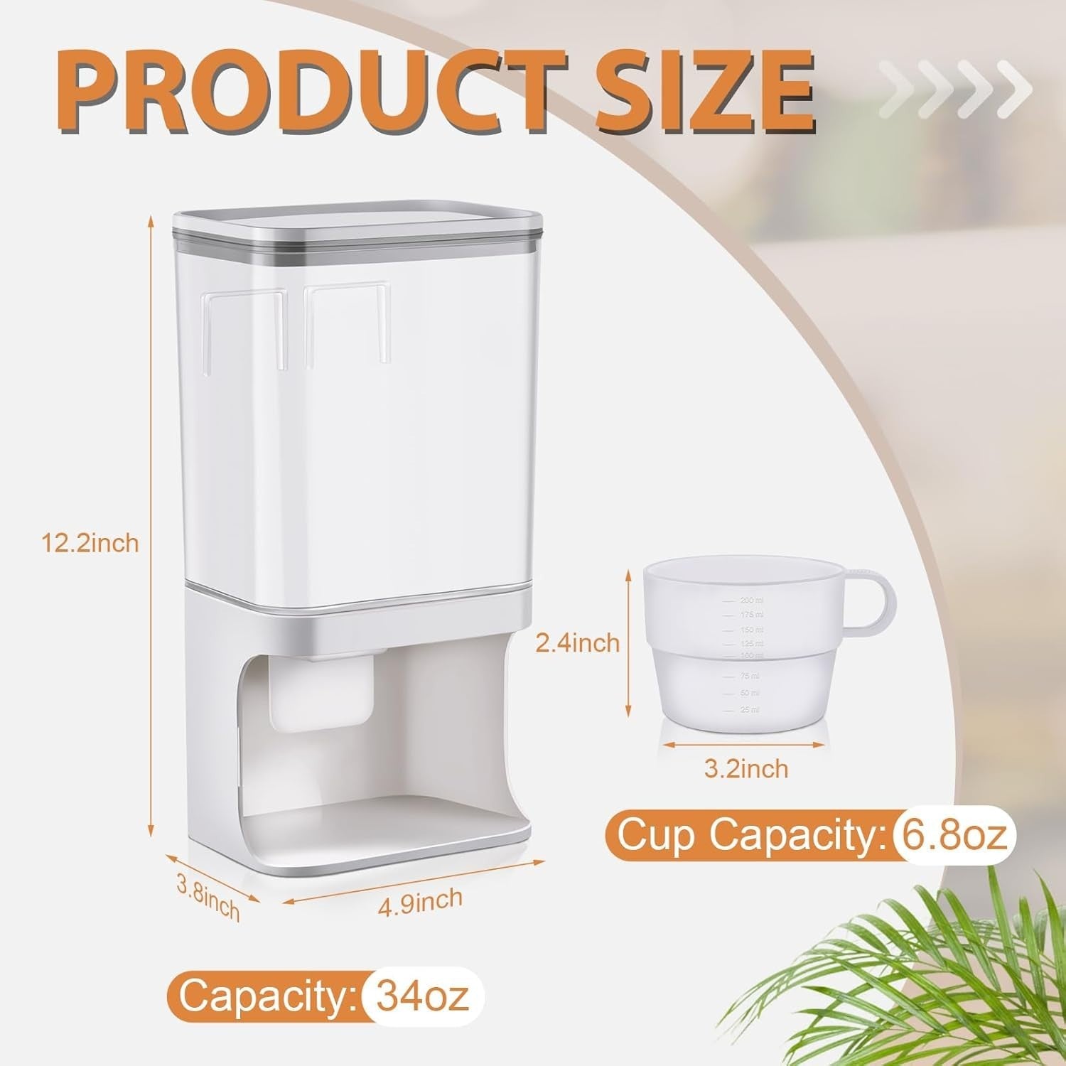2PCS Wall Mounted Dispenser 1000ml Grain Rice Cereal Storage Container