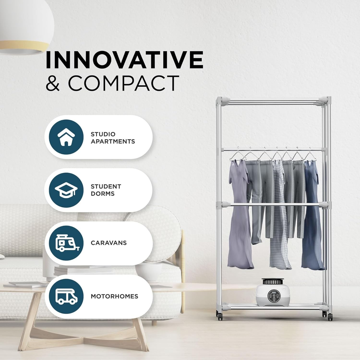 Electric Clothes Dryer Heated Airer 2 Tier 1000W Large Capacity Timer