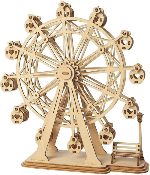 3D Wooden Ferris Wheel Puzzle Toy – DIY Mechanical Model Kit for Kids & Adults
