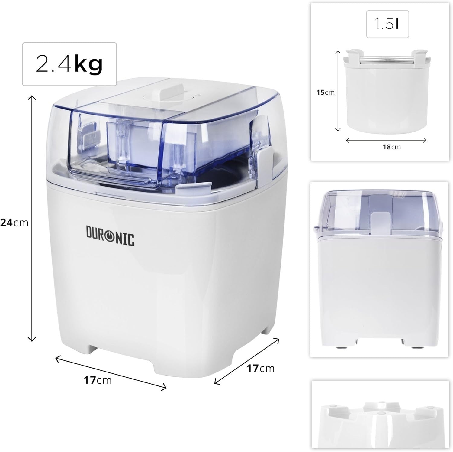 Ice Cream Maker 1.5L Home Dessert Machine Frozen Yogurt Sorbet Low Noise