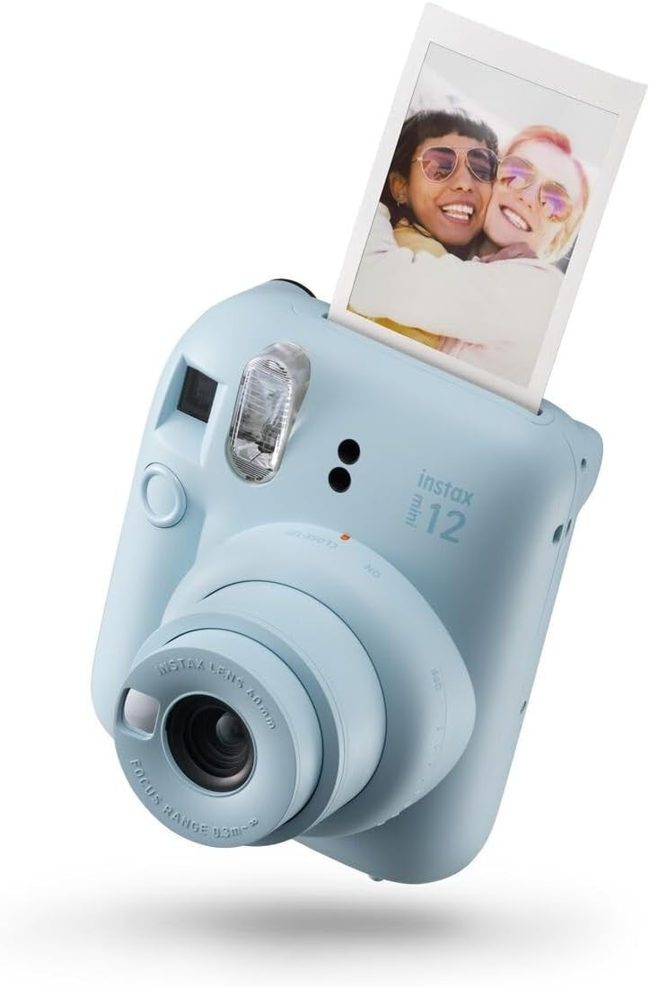 Mini Instant Camera Selfie Mirror Auto Flash Pastel Blue Photo Printer