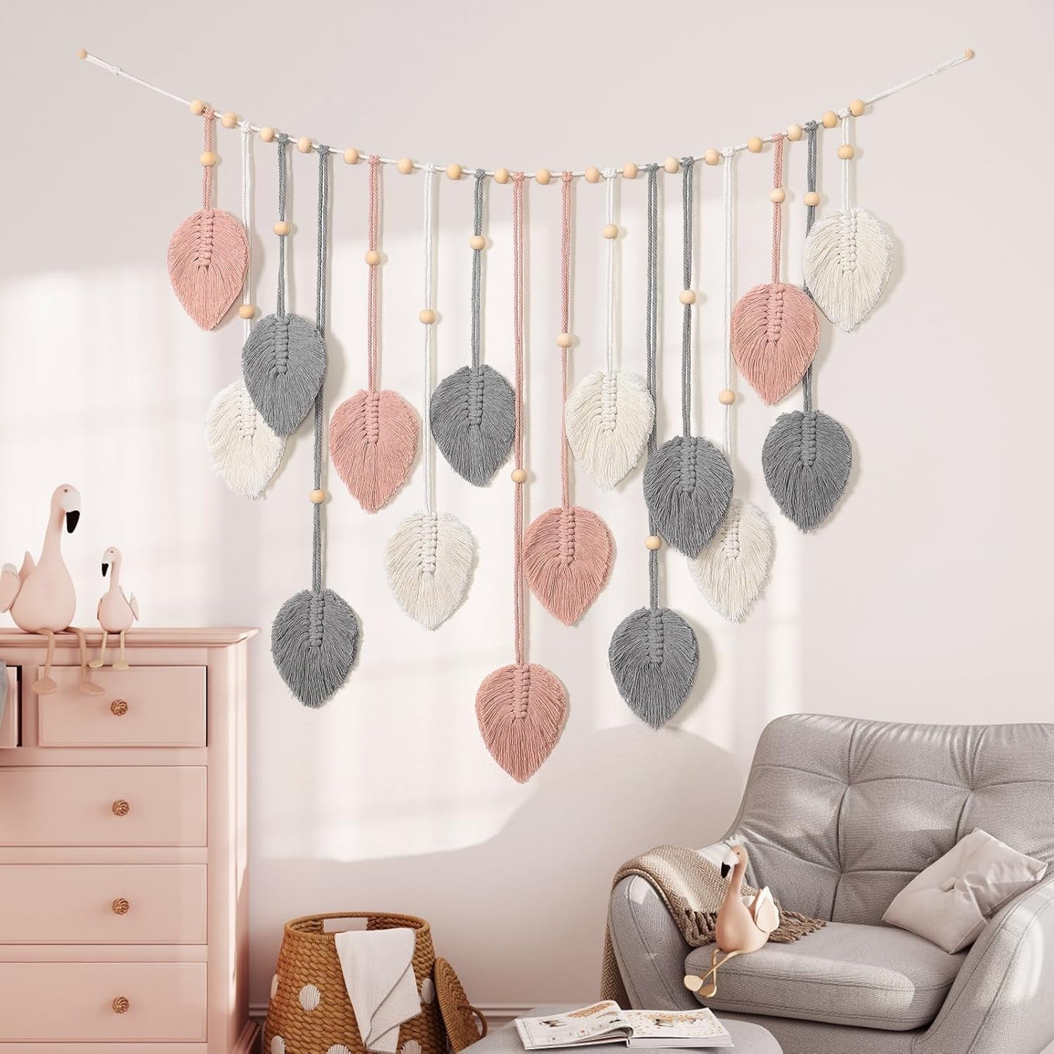 Large Boho Macrame Wall Hanging Leaf Tapestry Home Decor 73x130cm