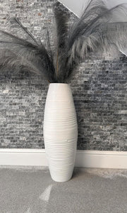 Tall Bamboo Floor Vase 60cm White Drum Shape Modern Home Decor Centrepiece