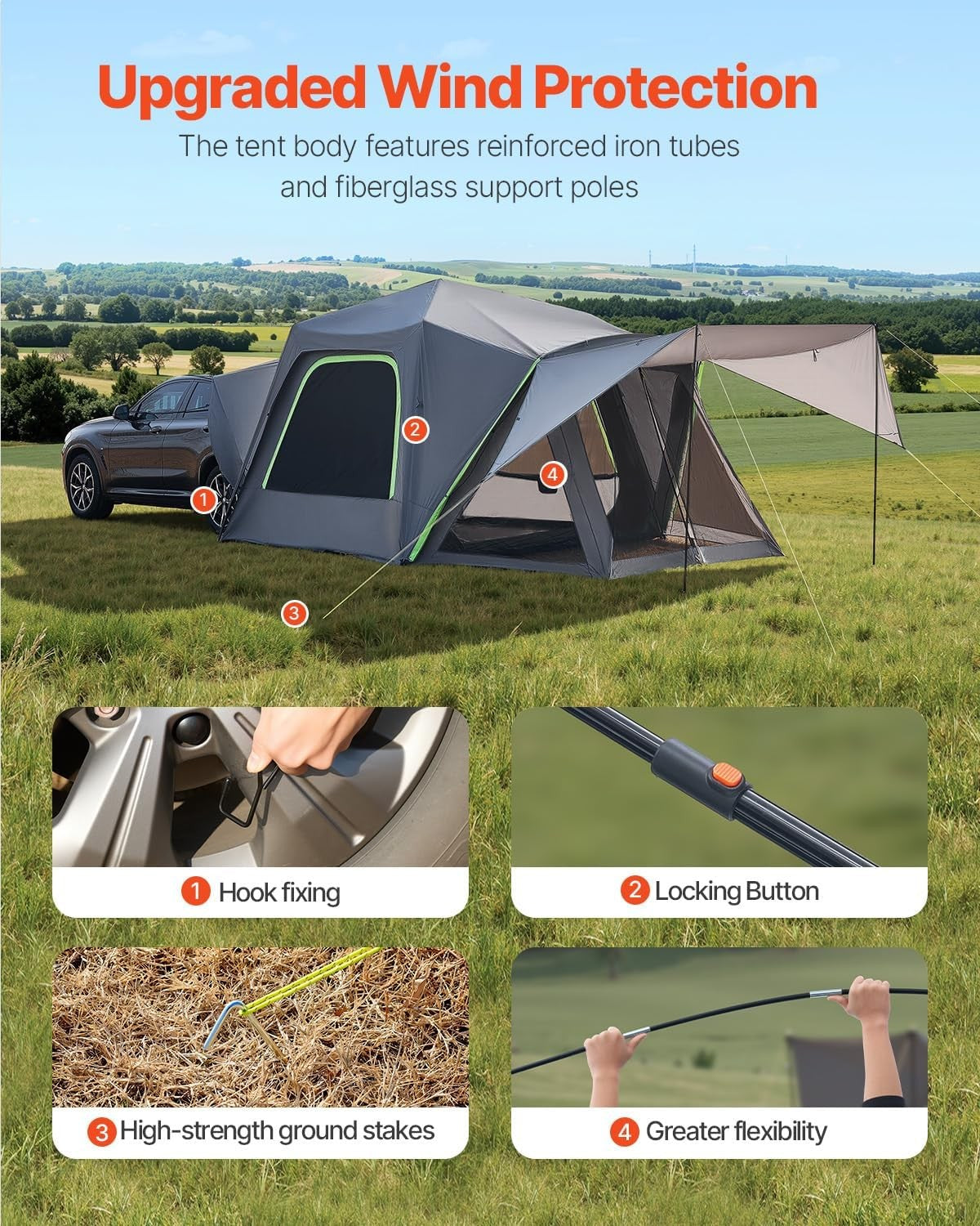 SUV Camping Tent Waterproof 10x10ft Car Tailgate Awning
