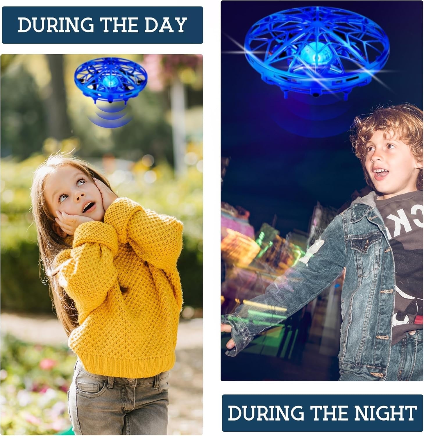 UFO Drone Flying Toy for Kids 360° Motion Sensor LED Hand Operated Gift 6-14