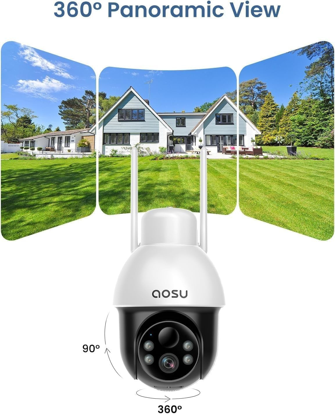 2K Solar Security Camera Outdoor Wireless PTZ Auto Tracking Alexa