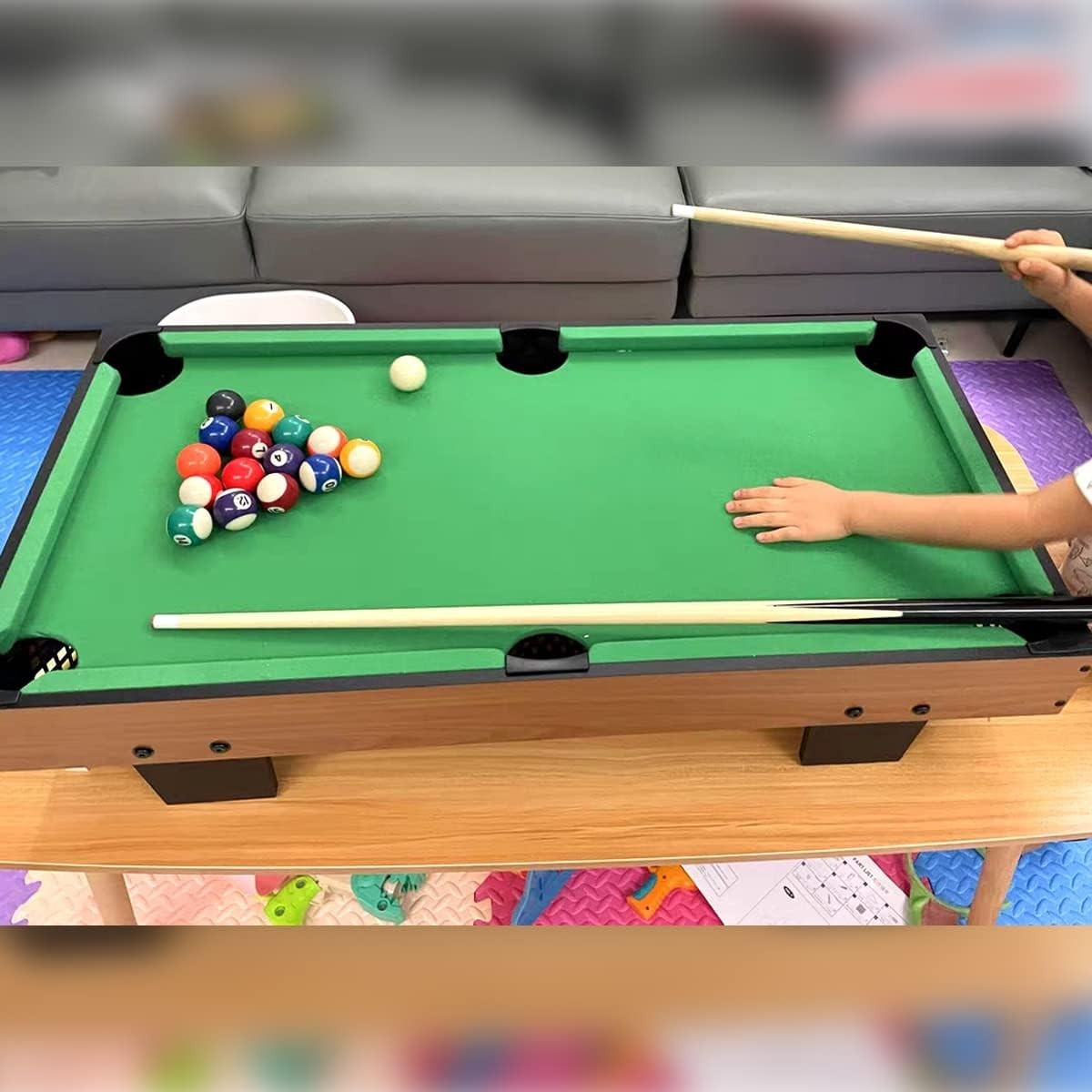 2x 36in Kids Pool Cue Sticks 13mm Tip One Piece Ash Wood