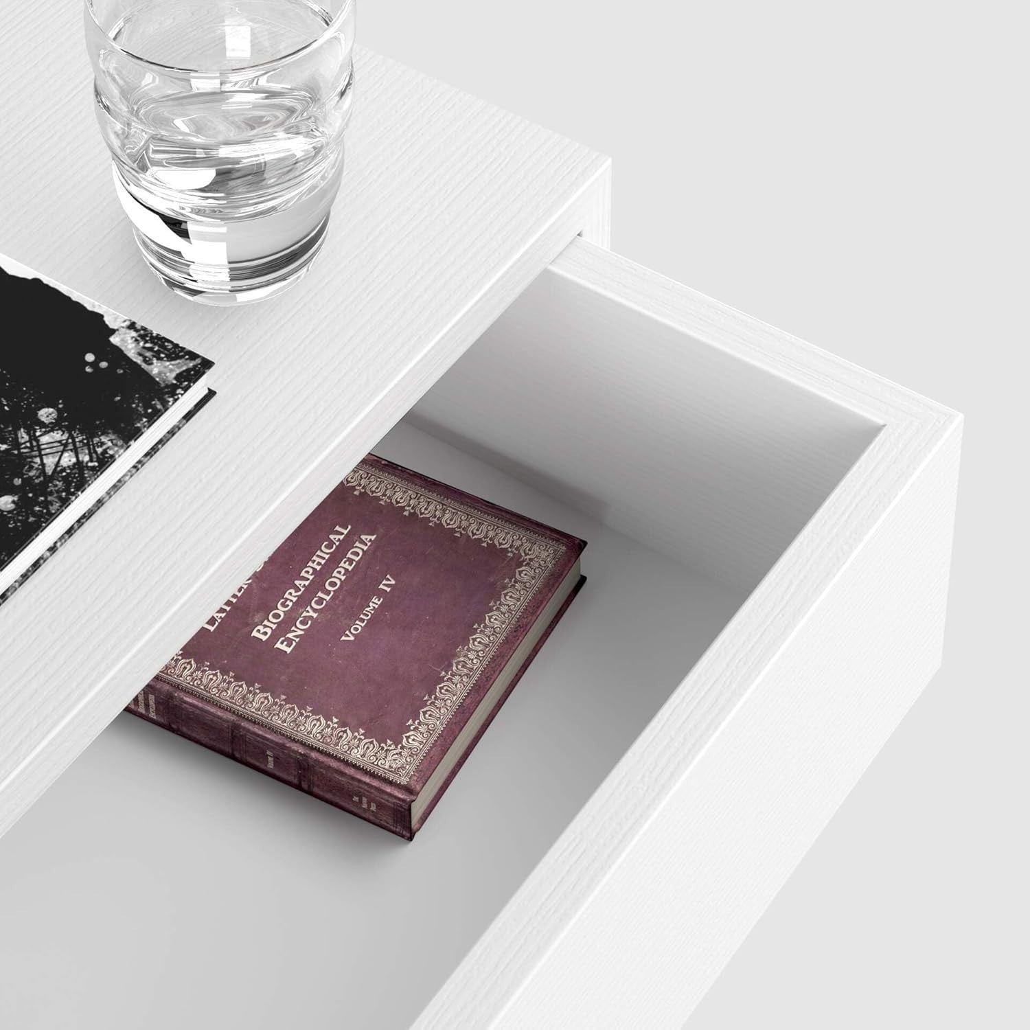 Floating White Wall Bedside Table with Drawer – Modern Minimalist Nightstand
