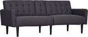 Click Clack Sofa Bed 3 Seater Grey Linen Couch w/ Cup Holders