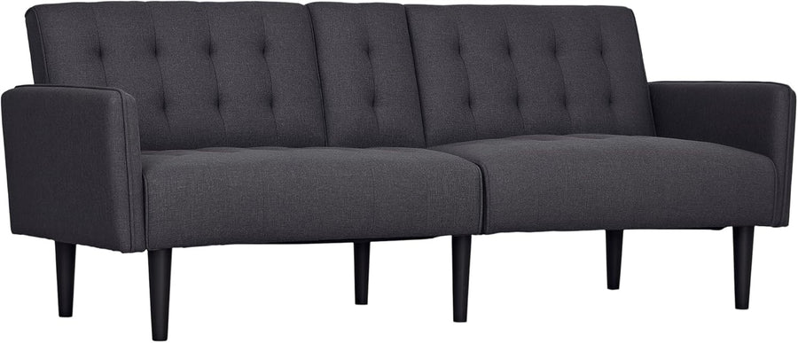 Click Clack Sofa Bed 3 Seater Grey Linen Couch w/ Cup Holders