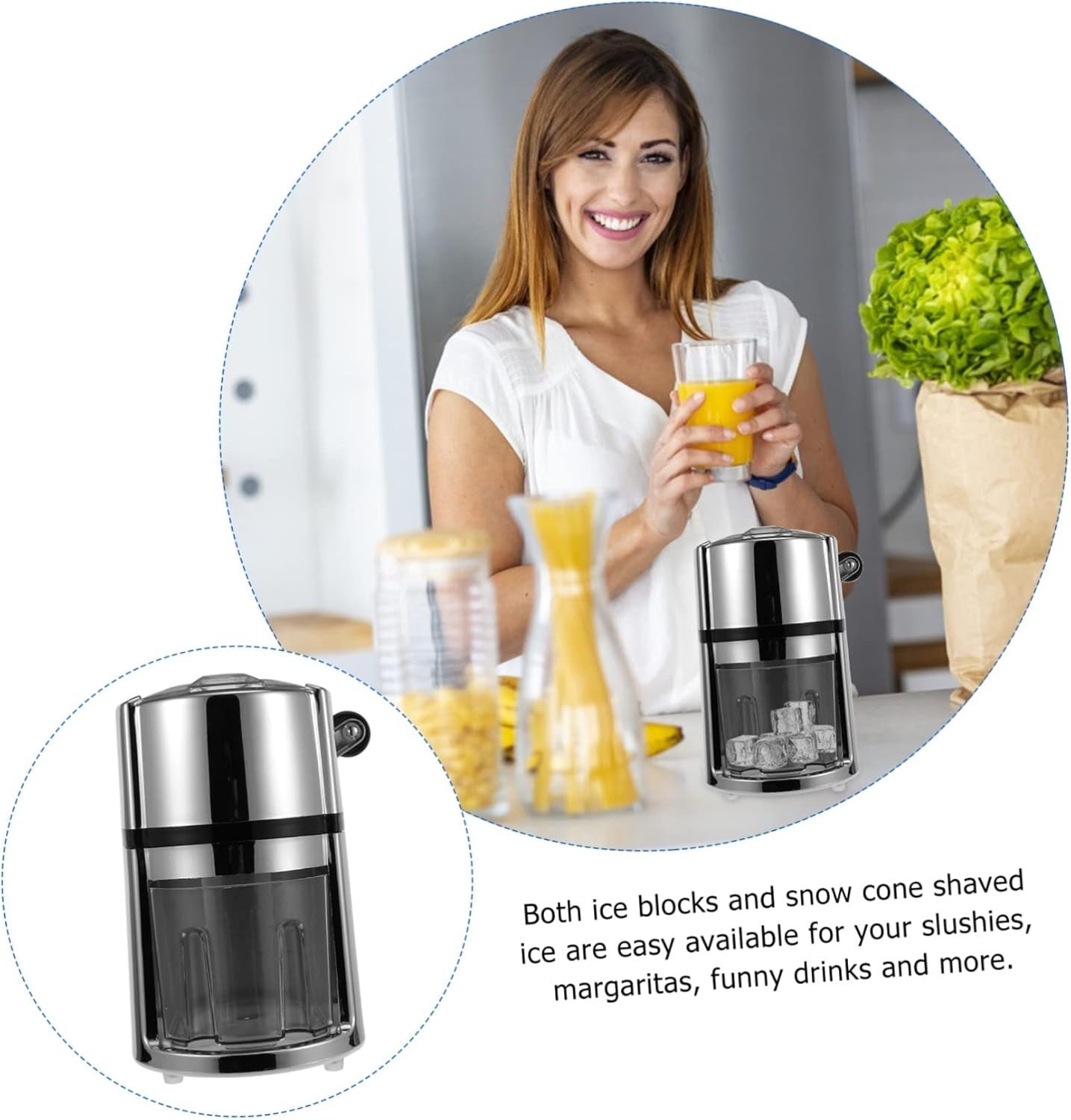 Manual Ice Shaver Snow Cone Maker Slush Crusher Portable Stainless Steel