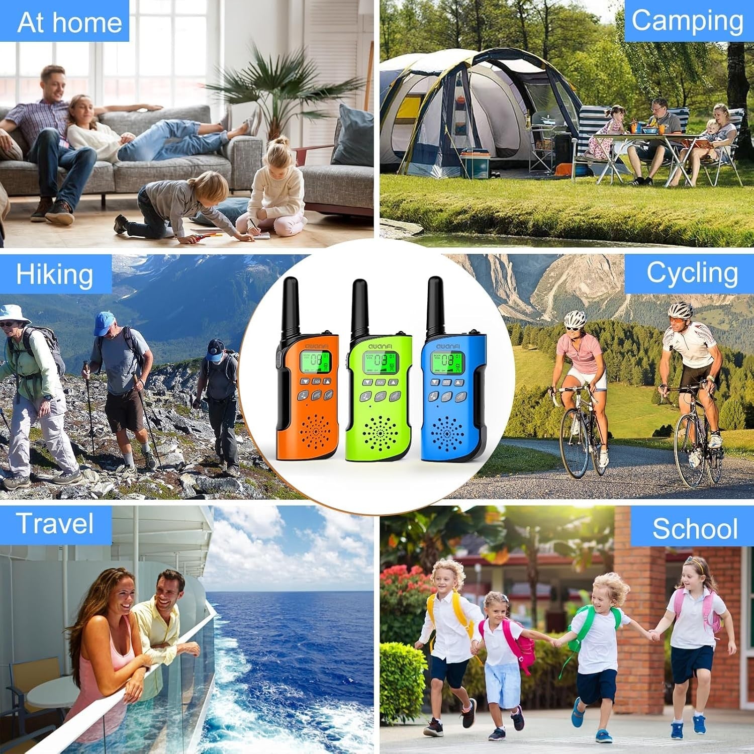 Kids Walkie Talkies 3 Pack USB-C Rechargeable VOX Long Range Toy Radios