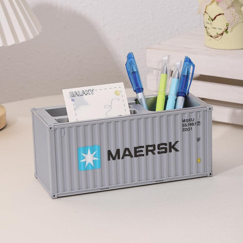 Desk Organiser Shipping Container Pen Holder Office Storage Box Grey