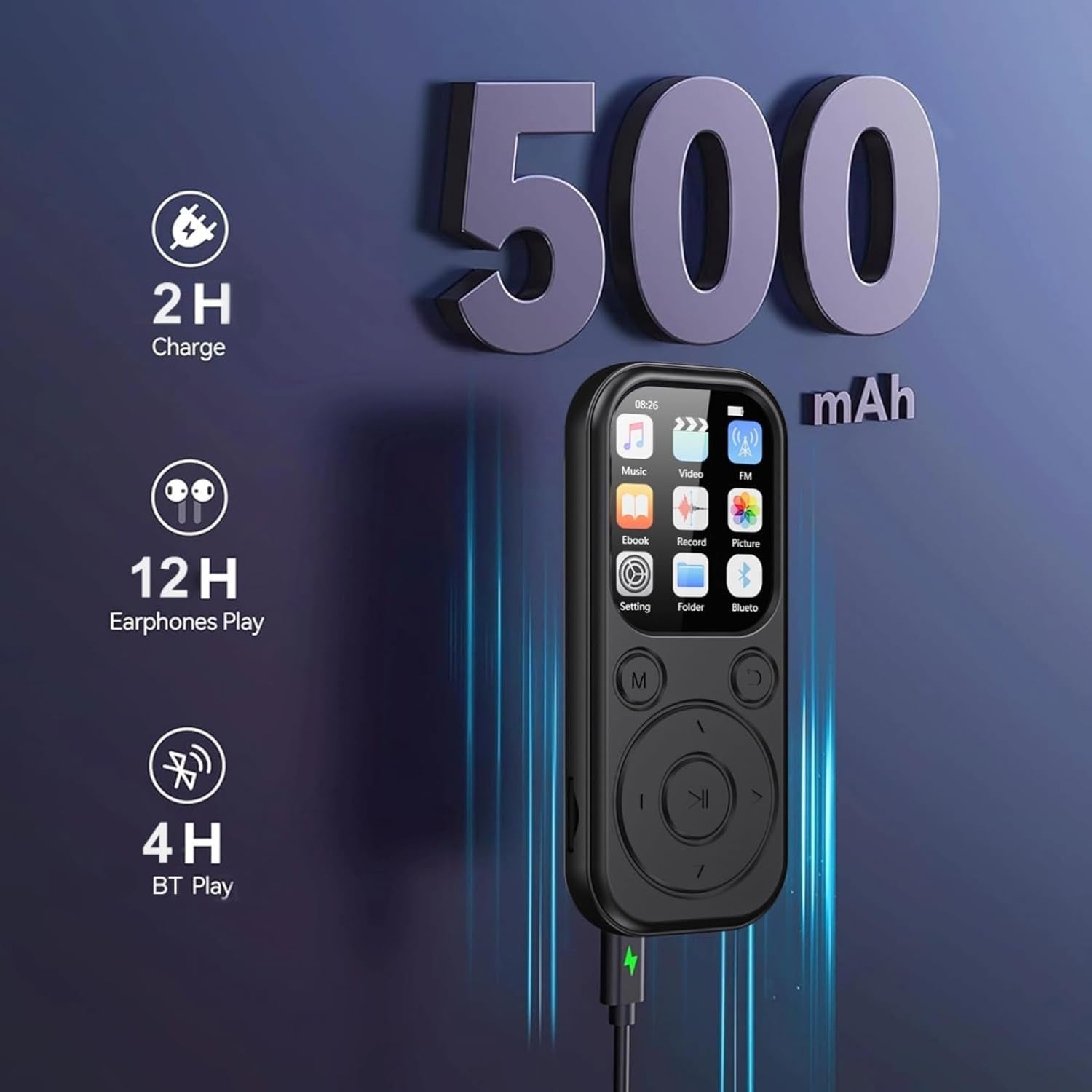 Bluetooth MP3 Player 2.01" IPS HiFi  500mAh 128GB
