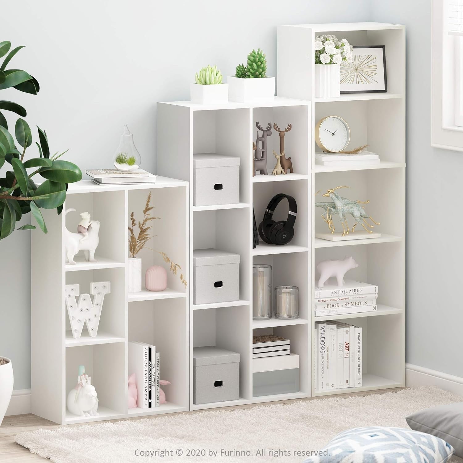 5 Cube Bookcase Storage Open Shelf Compact Organizer Bookshelf Display White