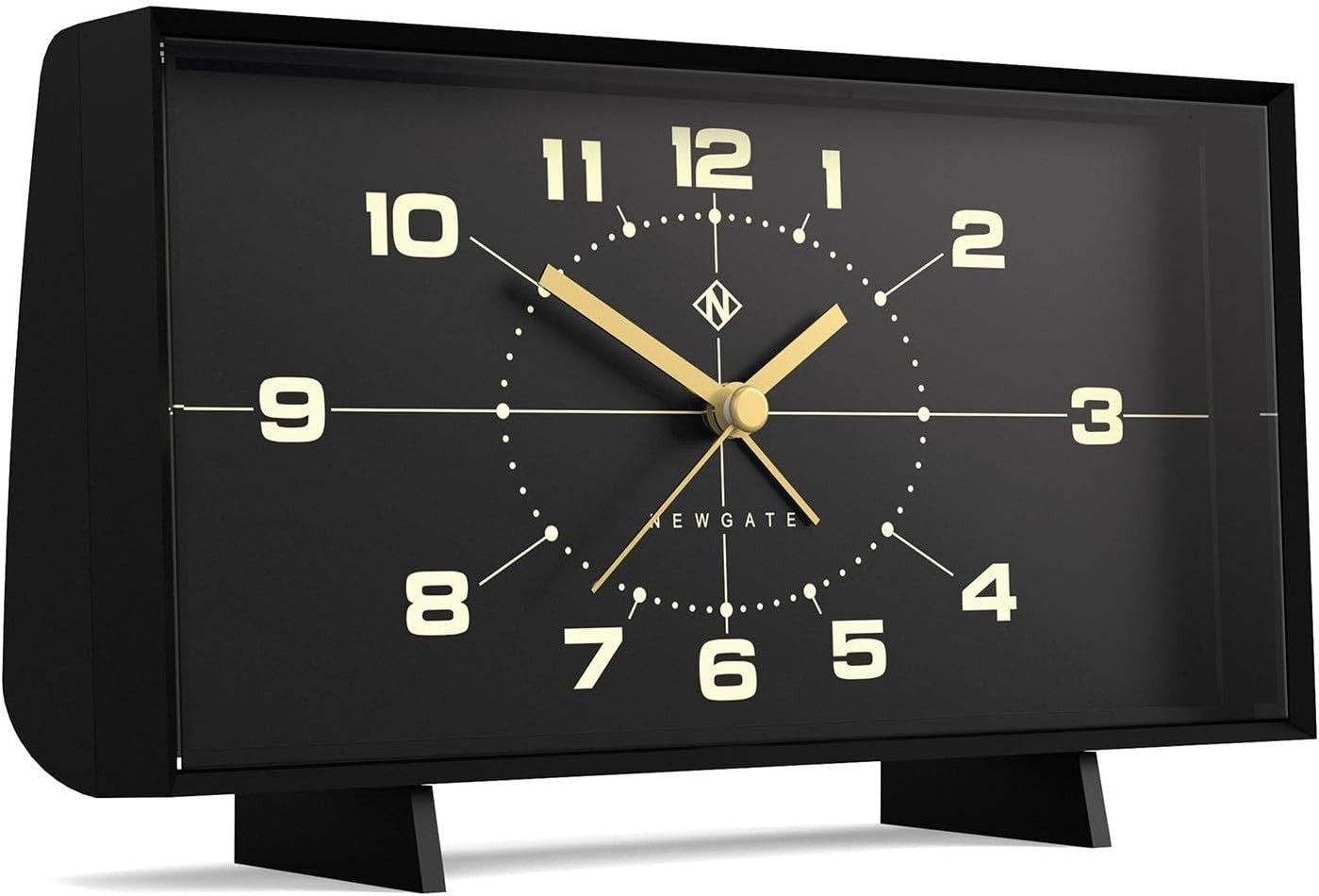 Retro Rectangular Alarm Clock Analogue Bedside Desk Mantel Black