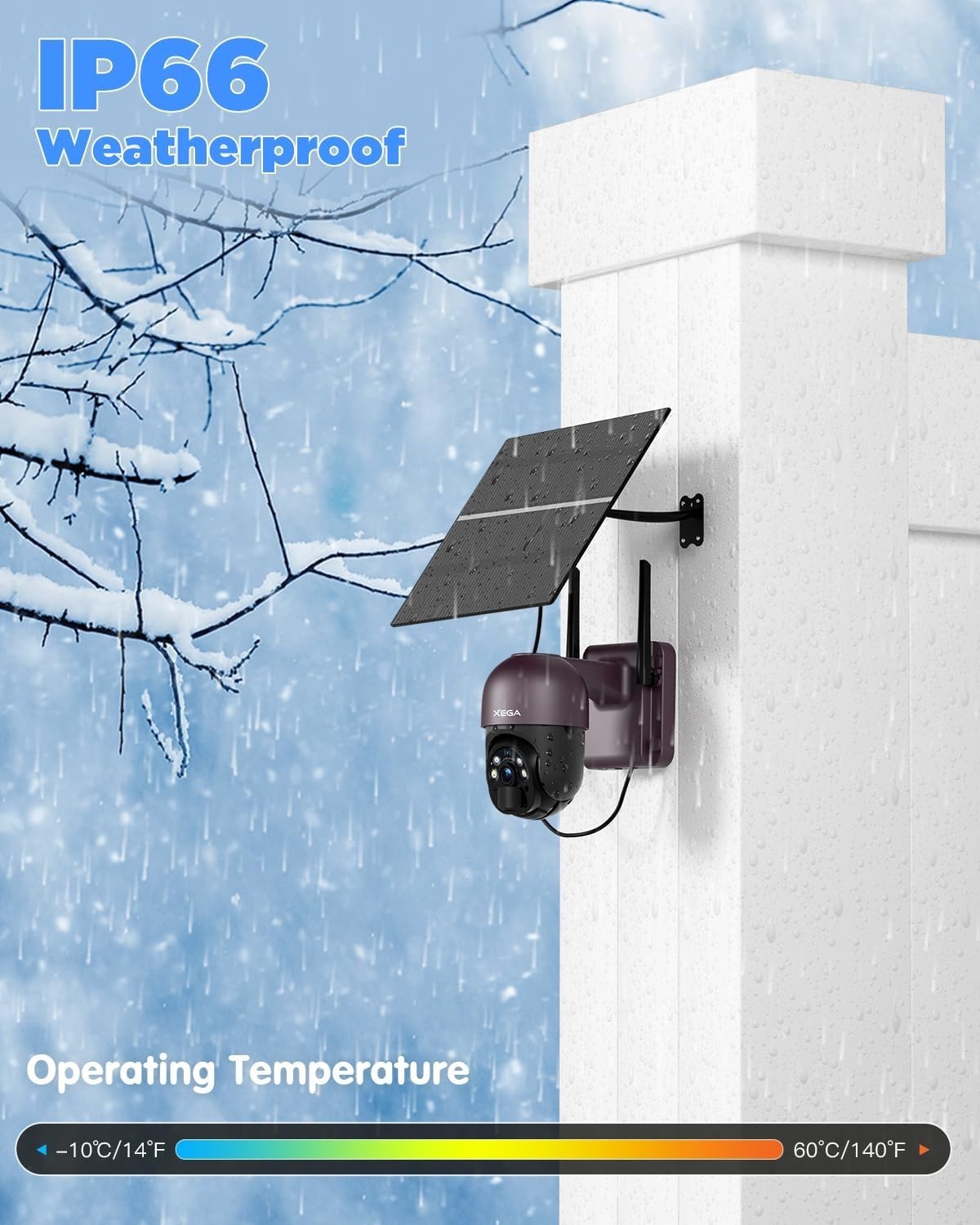 4G LTE Solar Security Camera 24/7 Recording 20W Panel 2K HD CCTV