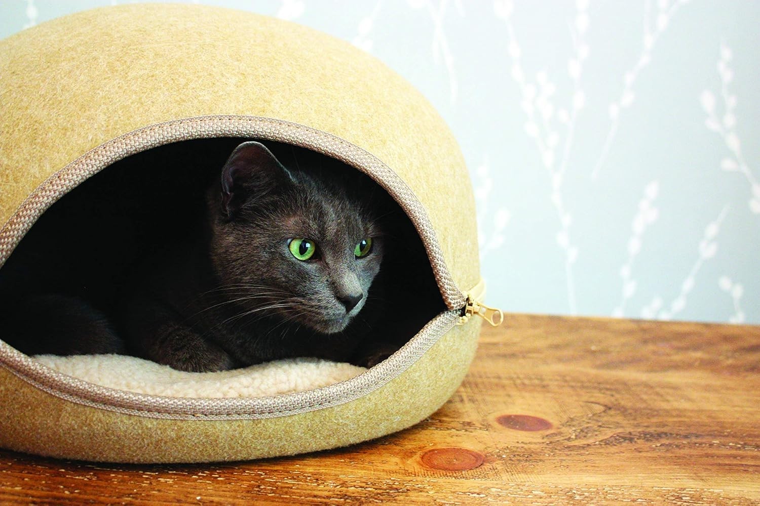 Luxury Cat Pod Bed Fleece Cat Cave Zip Access Padded Cushion Cozy