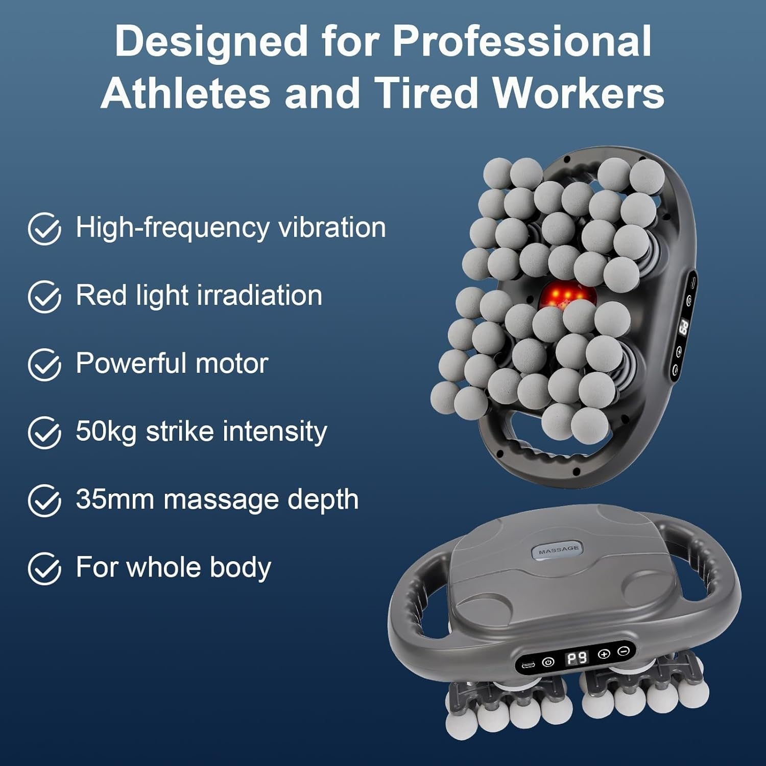 42 Head Deep Tissue Massage Gun Full Body Muscle Relief LCD Red Light