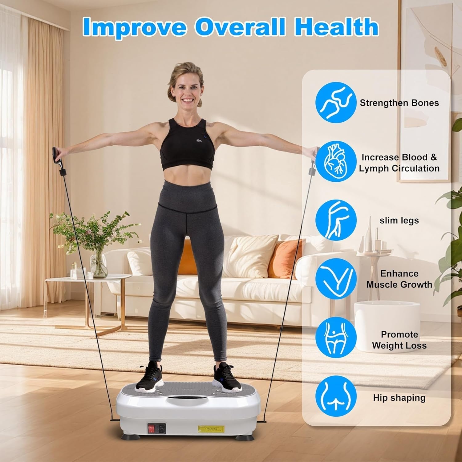 White Vibration Plate Exercise Machine 200 Speeds Lymphatic Drainage