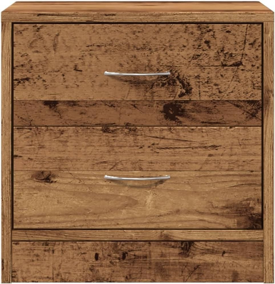 Set of 2 Rustic Oak Bedside Tables | 2 Drawer Wooden Nightstands 40x30x40cm