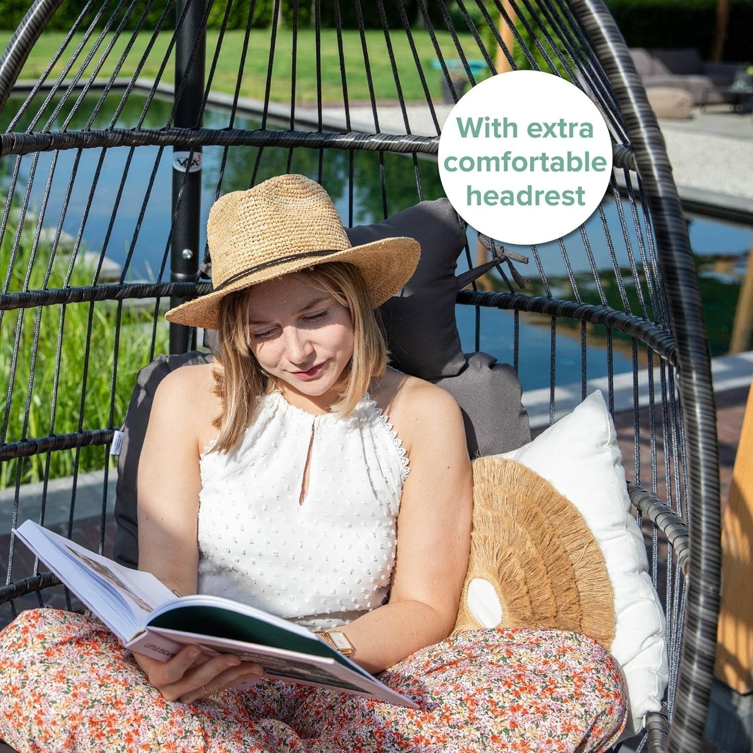 Foldable Hanging Egg Chair with Cushion for Indoor Outdoor Relaxation 150kg