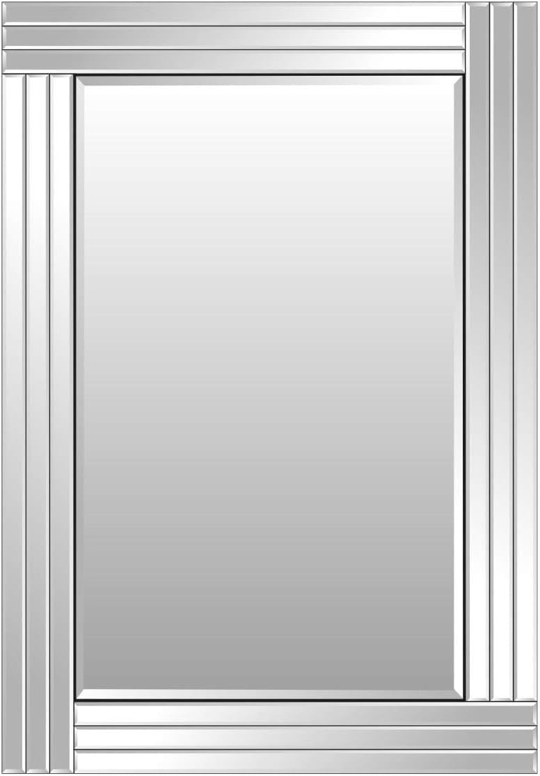 Modern Frameless Beveled Glass Wall Mirror 100x70cm Sleek Design
