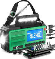 Emergency Wind Up Radio 10000mAh Solar USB Flashlight & SOS Alarm