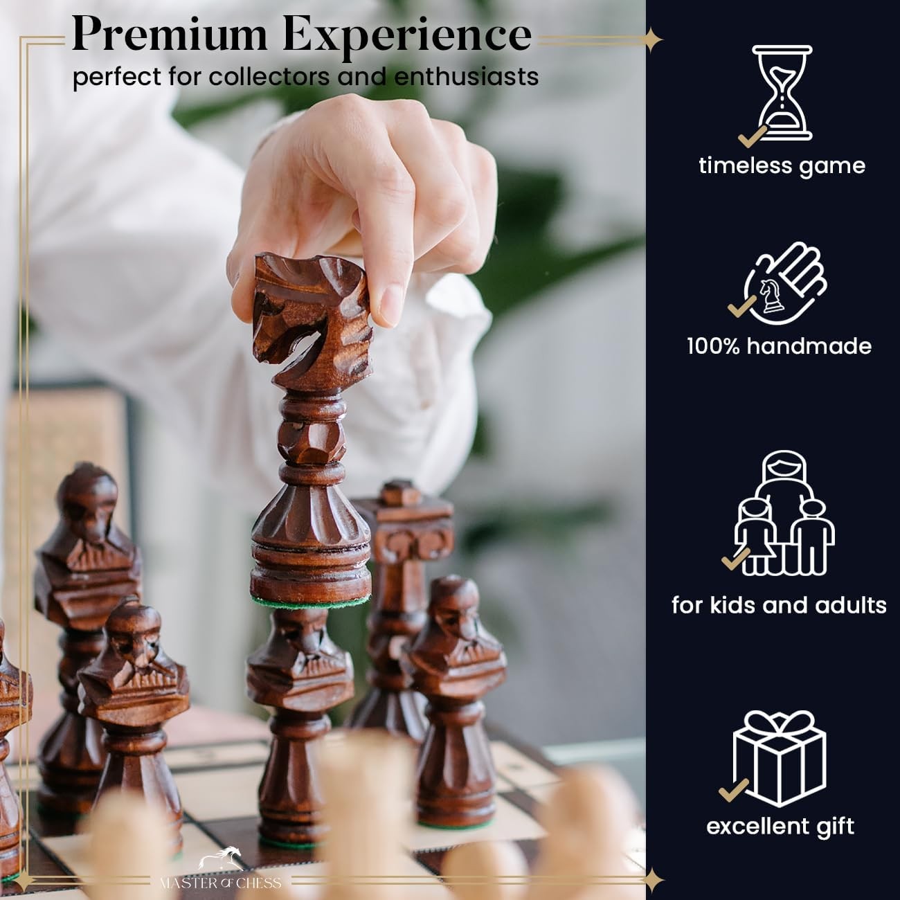 60cm Large Hand-Carved Wooden Chess Set | Premium Foldable Board & Pieces