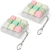 2 Pack Keyboard Fidget Clicker Stress Relief Keychain Toy Pink Green