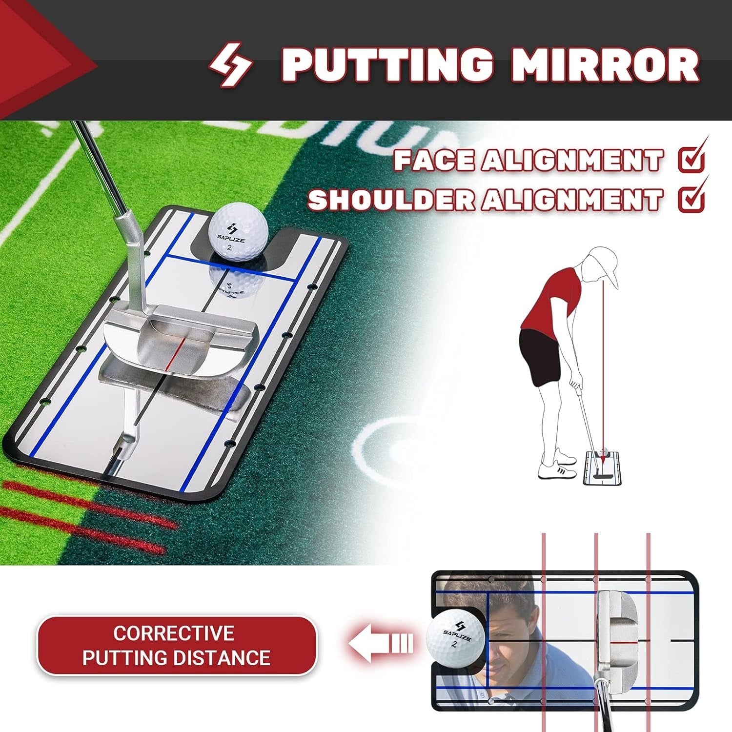 Golf Putting Mat Indoor Practice Green Non Slip Alignment Training Aid