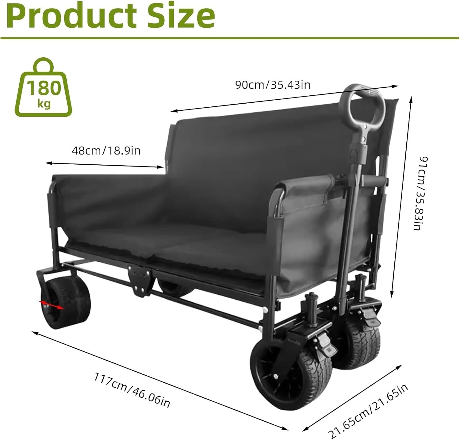 Heavy Duty Folding Festival Trolley Cart 180kg All-Terrain Wheels Adjustable