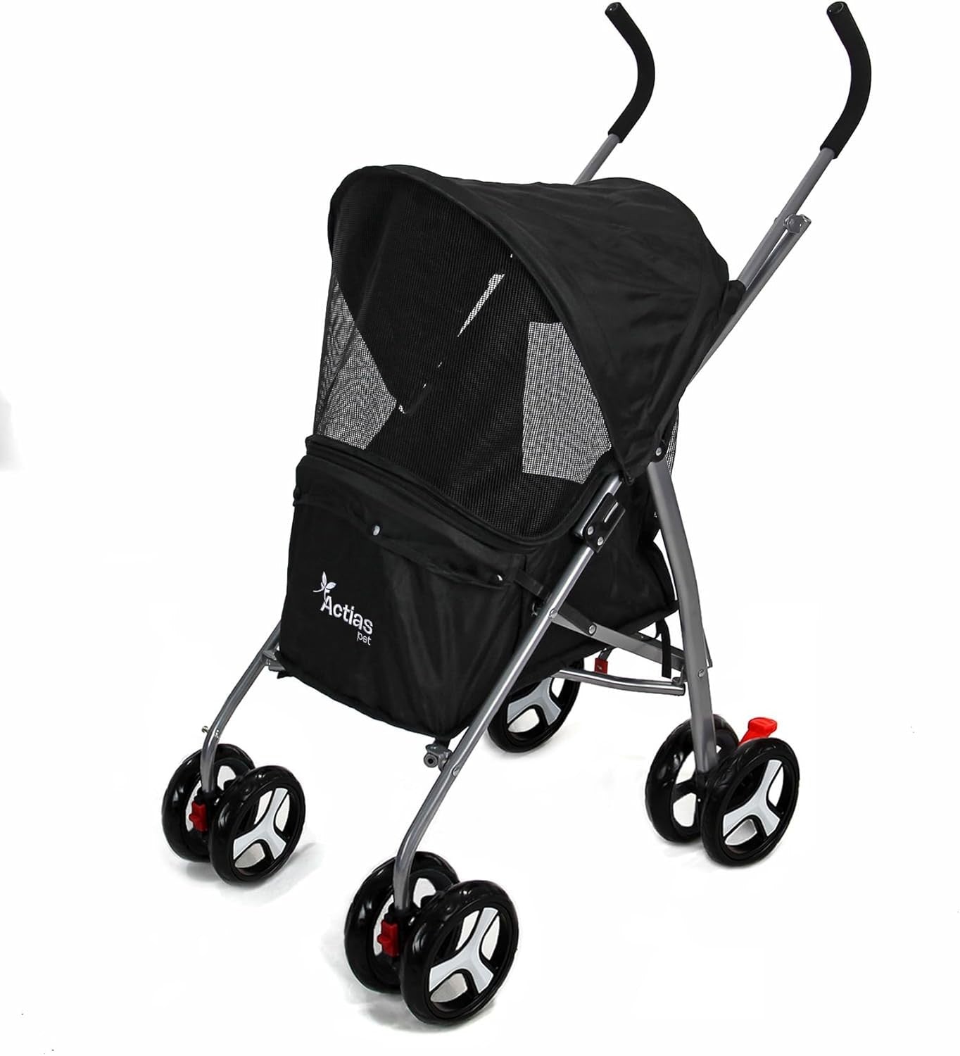Pet Travel Stroller Dog Cat Pushchair Waterproof Foldable 4 Wheel Black