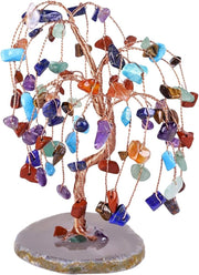 Solar Crystal Money Tree 7 Chakra Gemstone Healing Decor Agate Base Ornament