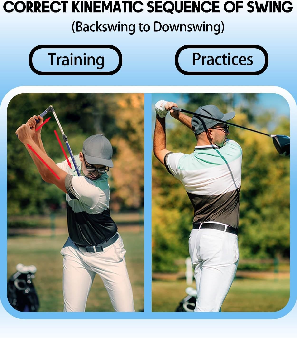 Golf Swing Trainer Hinge Rotation Grip Collapsible Aid