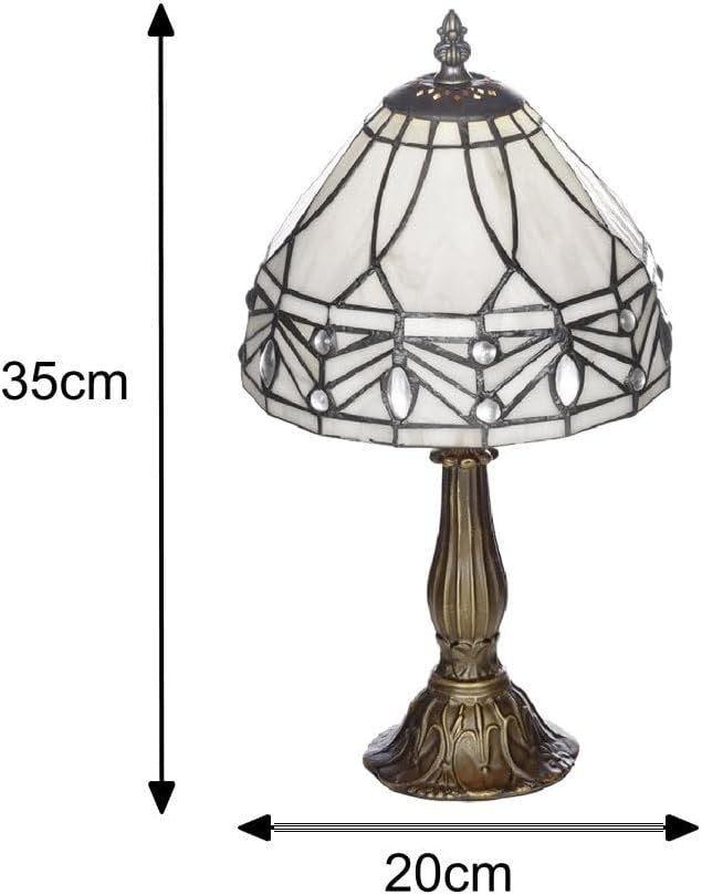 Vintage Style Cream Marble Glass Table Lamp with Pearl Beads, Antique Brass
