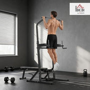 Black Multi-Function Pull Up Tower Dip Station Adjustable Home Gym