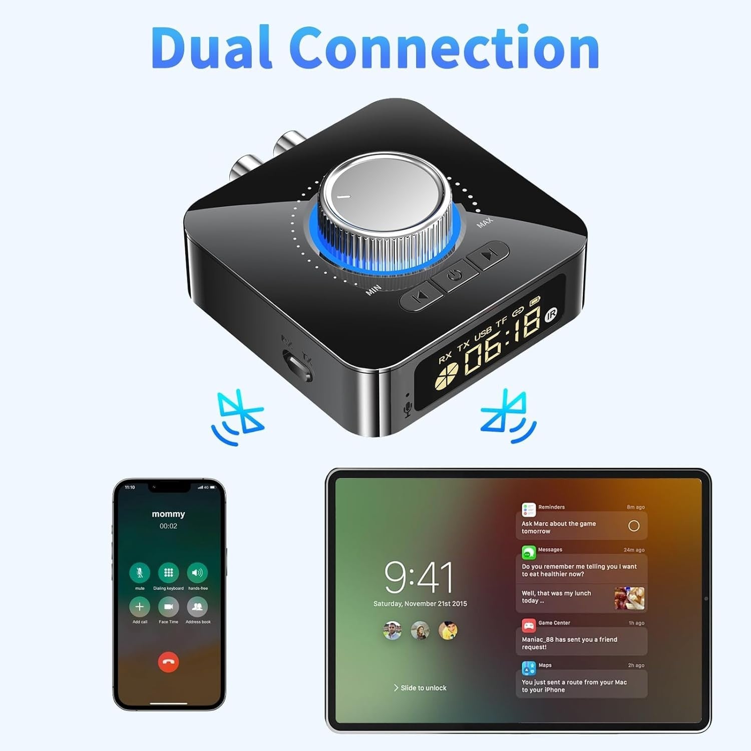 Bluetooth 5.4 Audio Receiver | HiFi Wireless Adapter | AUX RCA Dual Pairing