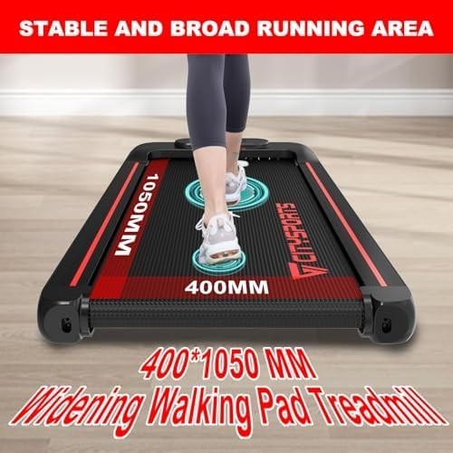 Under Desk Walking Pad 1–6km/h Quiet Portable Treadmill w/ LED Display (Red)