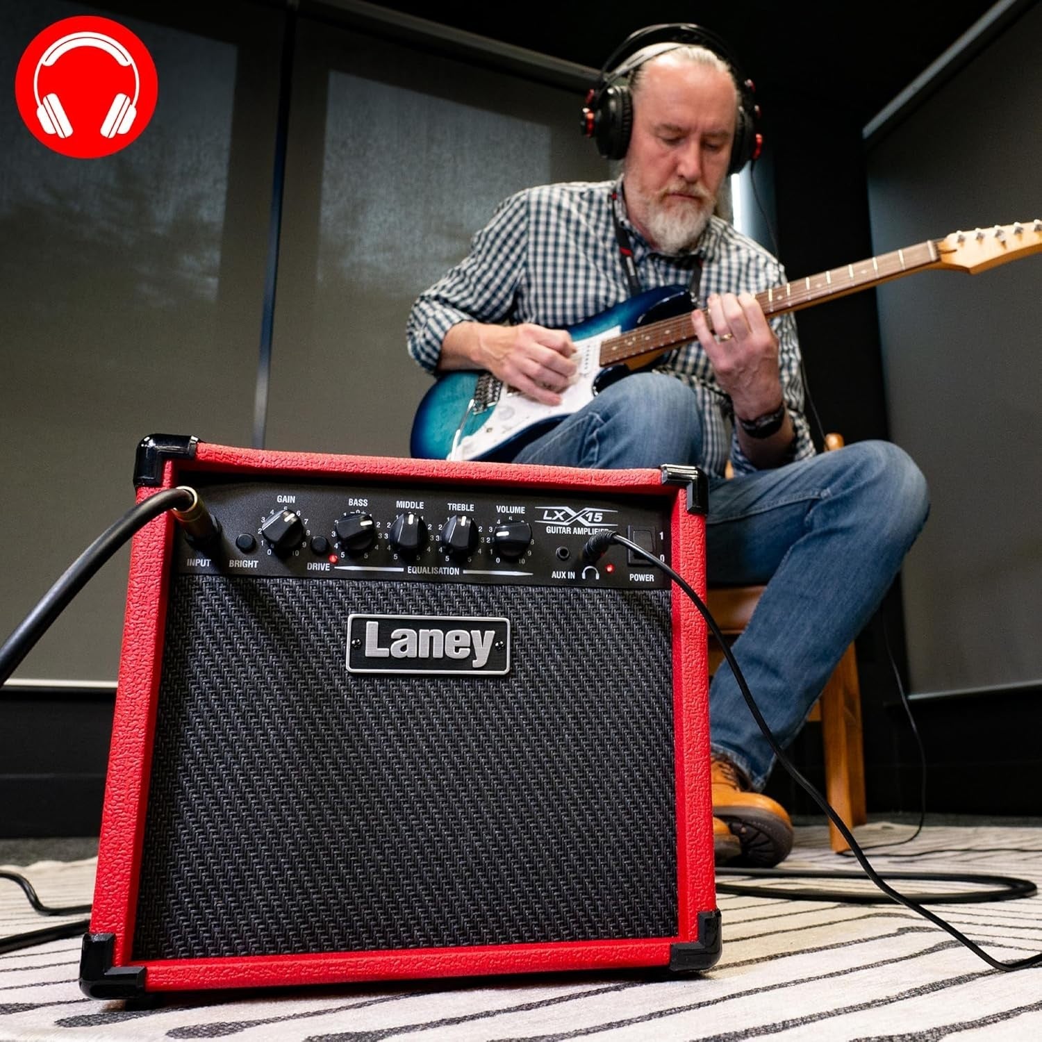 LX15 15W Electric Guitar Amp Portable Twin 5" Speakers Headphone AUX