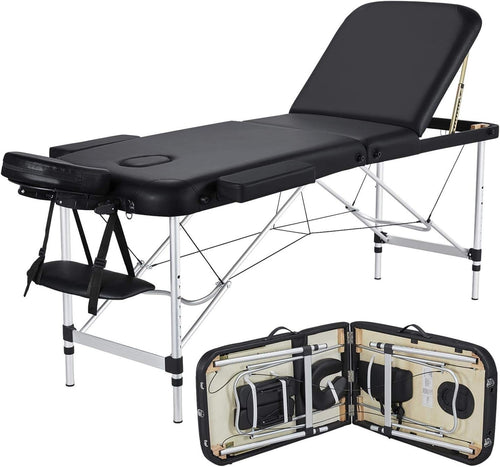 Portable 3 Section Massage Bed Foldable Beauty Lash Table Adjustable 60cm