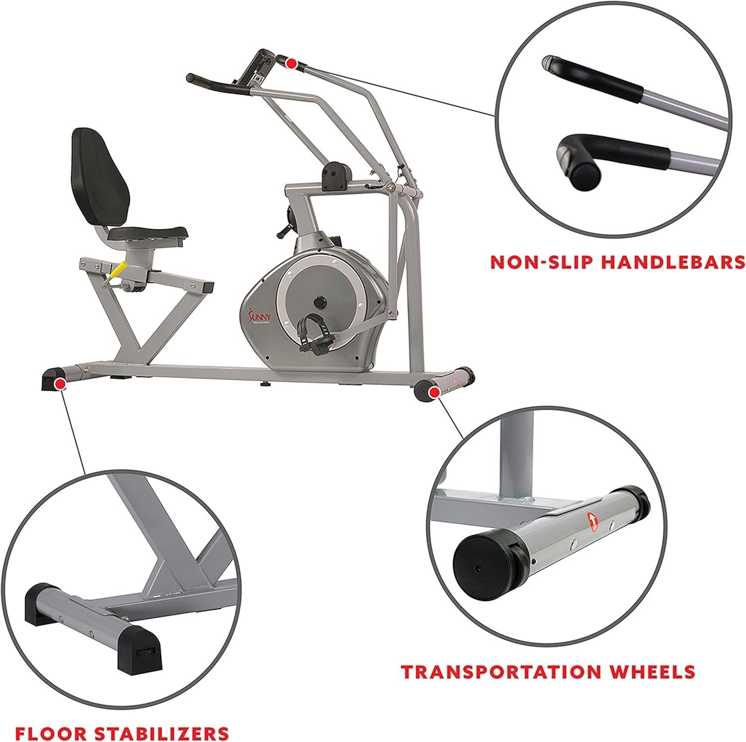 Recumbent Exercise Bike Full Motion Arms Magnetic Resistance LCD Heart Rate Home