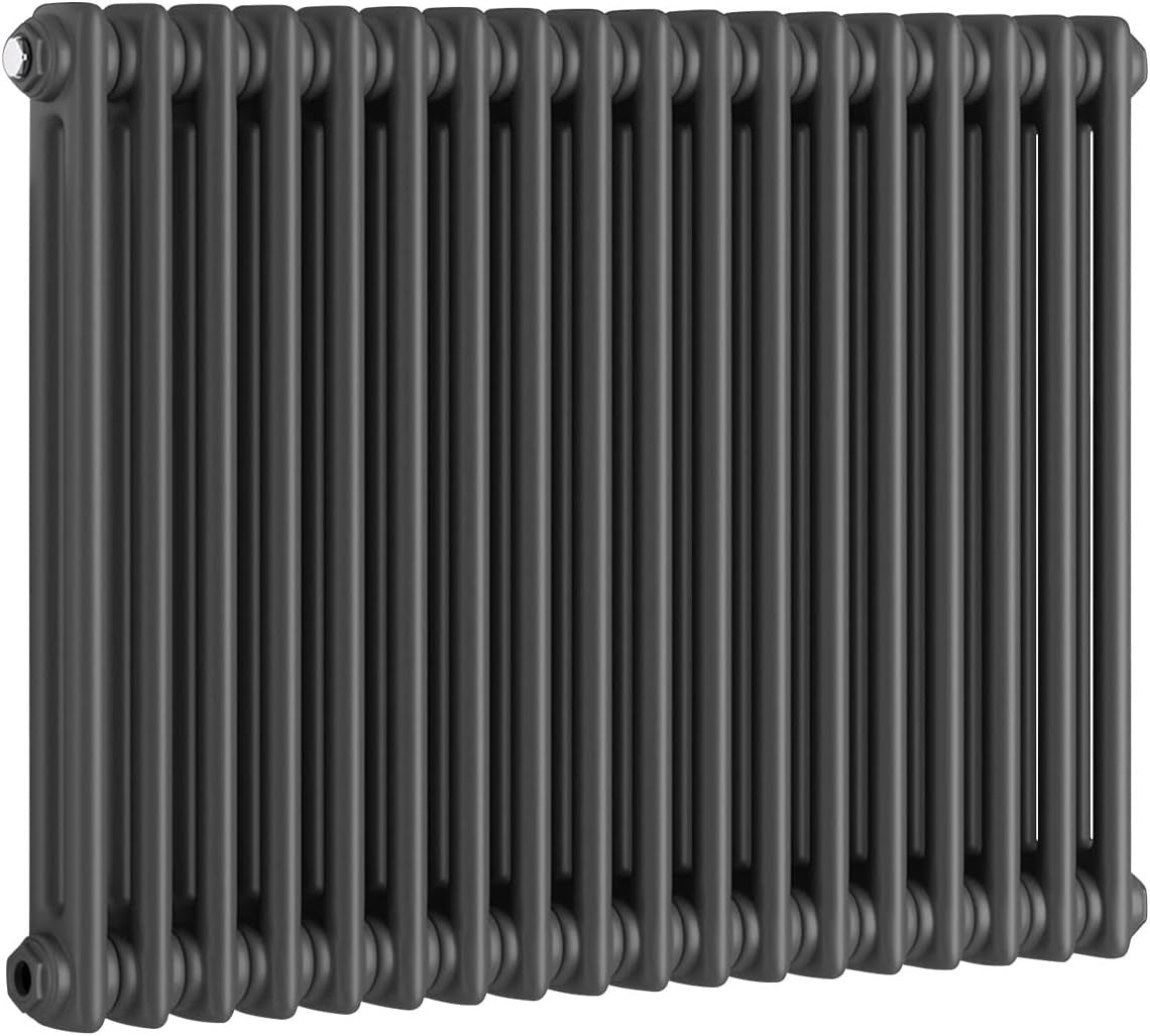 Horizontal Cast Iron Radiator 600x830mm Double Panel Anthracite Heating