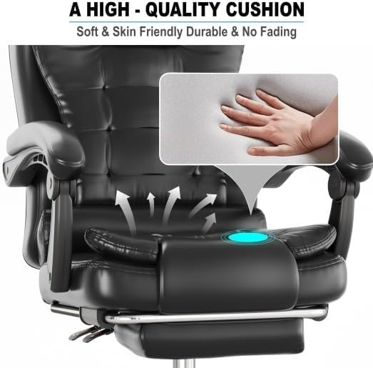 Executive High Back Office Chair PU Leather Recliner w/ Footrest Rocking Swivel
