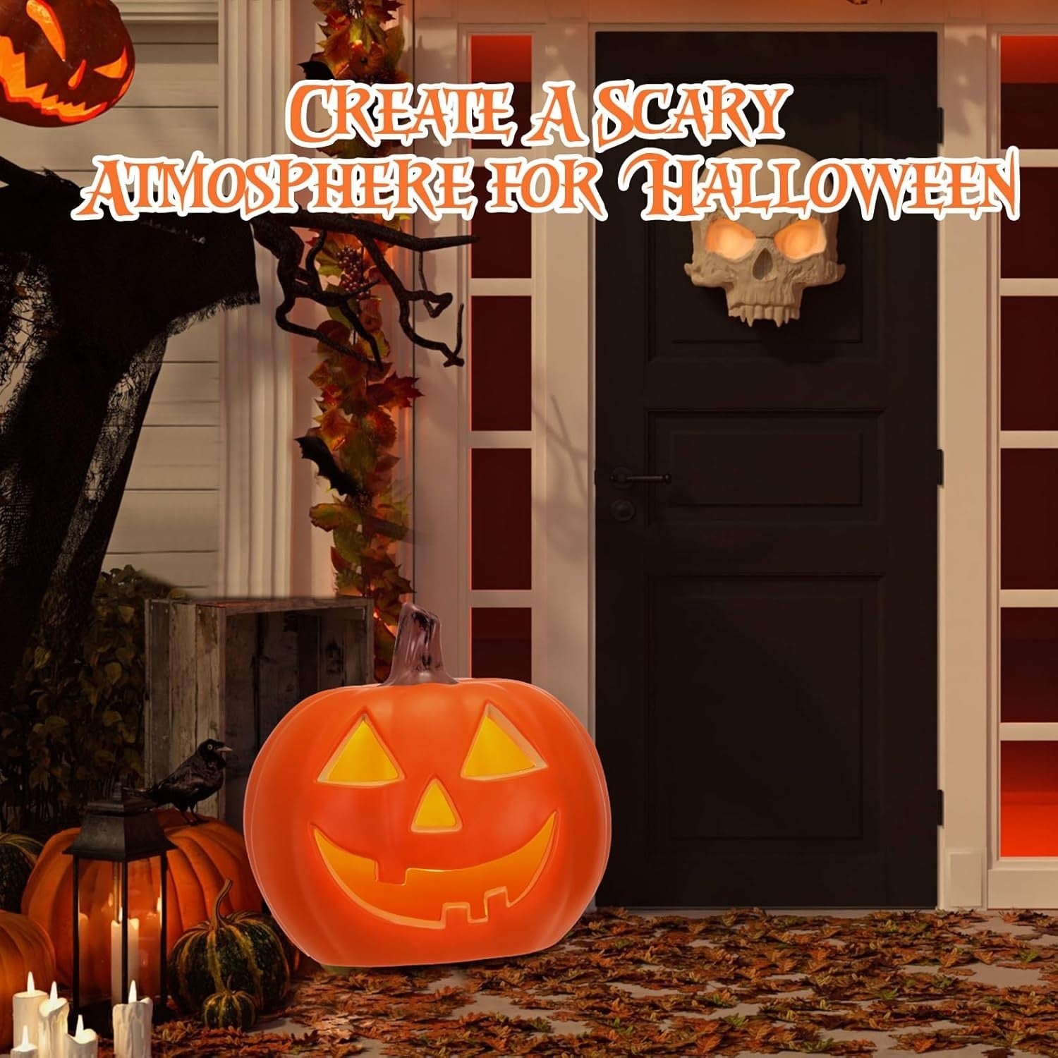 Pinkunn 18 Inch Light Up Jack O Lantern Halloween Pumpkin Indoor Outdoor Decor