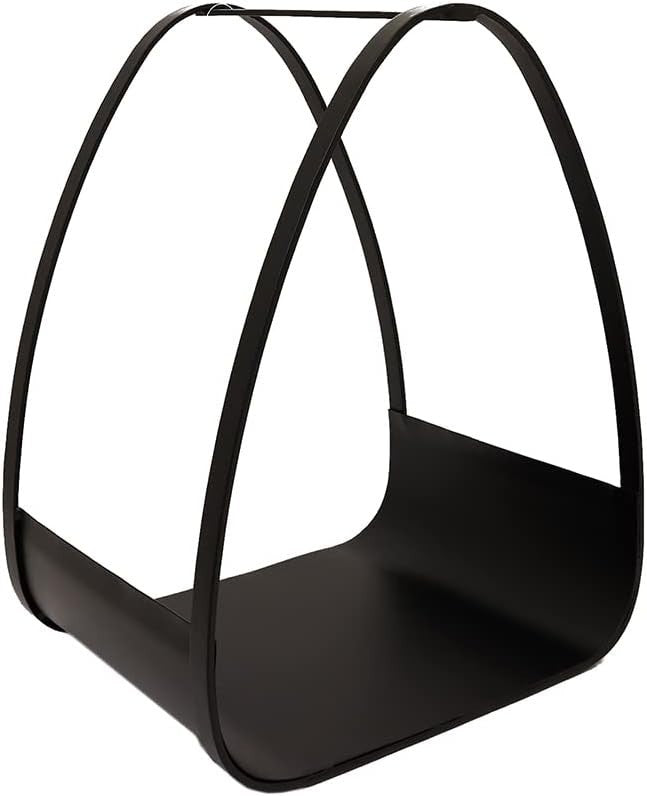 6kg Firewood Log Holder Indoor Outdoor Iron Rack Black Matte Modern Tidy