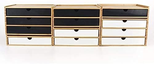 Desk Organizer Wooden Storage Chest 2 Drawers Makeup Holder Office Tidy