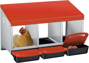 3 Chamber Galvanised Steel Chicken Nest Box Pull-Out Tray