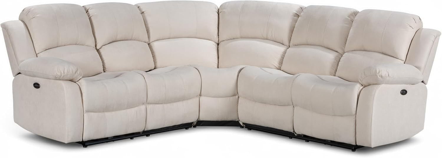 Electric Recliner 5-Seater L Shaped Corner Sofa with USB & Cupholders